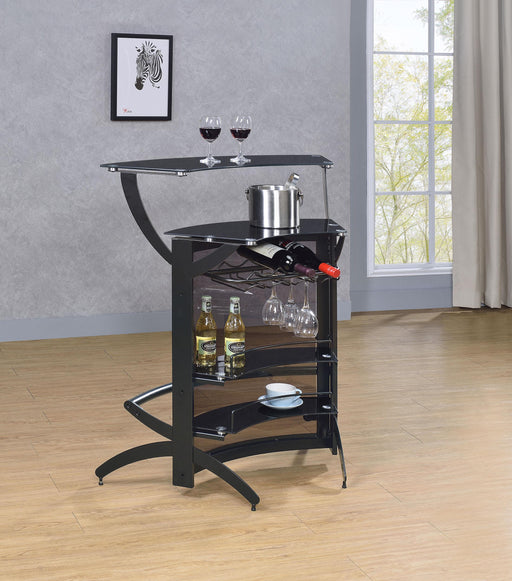 Dallas 2-shelf Curved Freestanding Home Bar Cabinet Black - alternate view
