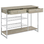Melrose 2-drawer Home Bar Storage with Wine Rack Grey - detail 3