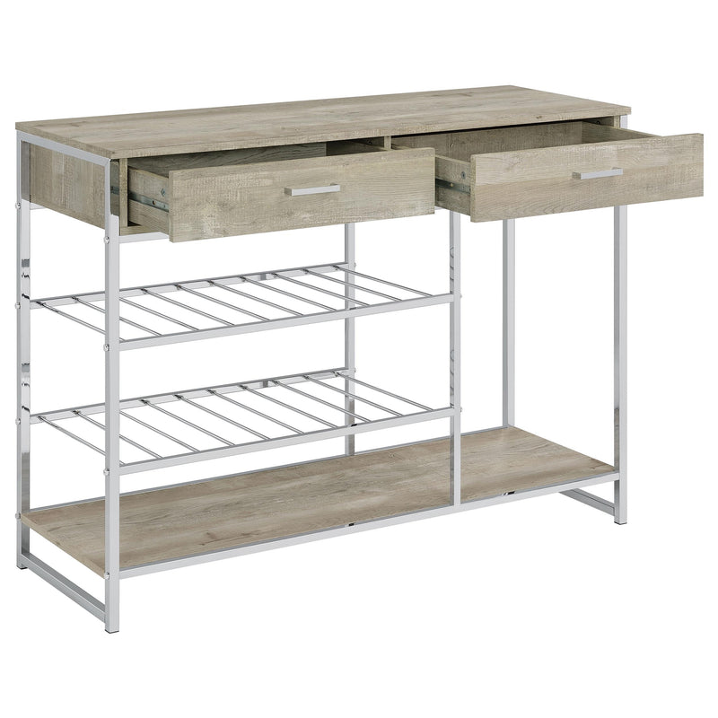 Melrose 2-drawer Home Bar Storage with Wine Rack Grey - detail 3