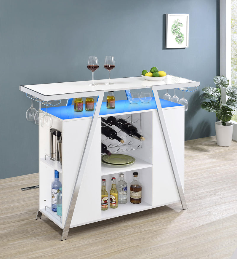 Araceli Freestanding LED Home Bar Cabinet White High Gloss - alternate view
