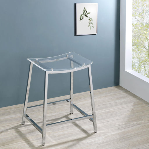 Jovani Acrylic Backless Counter Stool Chrome (Set of 2) - alternate view