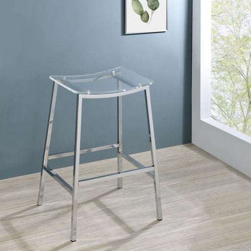 Jovani Acrylic Backless Bar Stool Chrome (Set of 2) - alternate view