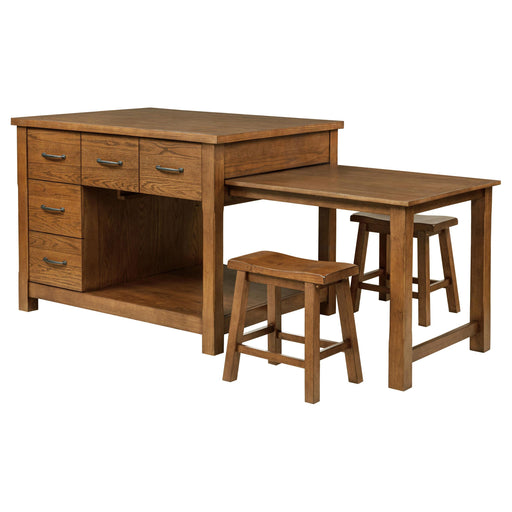 Mayfair 3-piece Kitchen Island with Extension Table Dark Oak - alternate view
