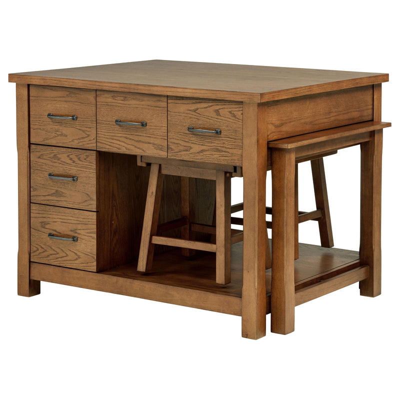 Mayfair 3-piece Kitchen Island with Extension Table Dark Oak - detail 4