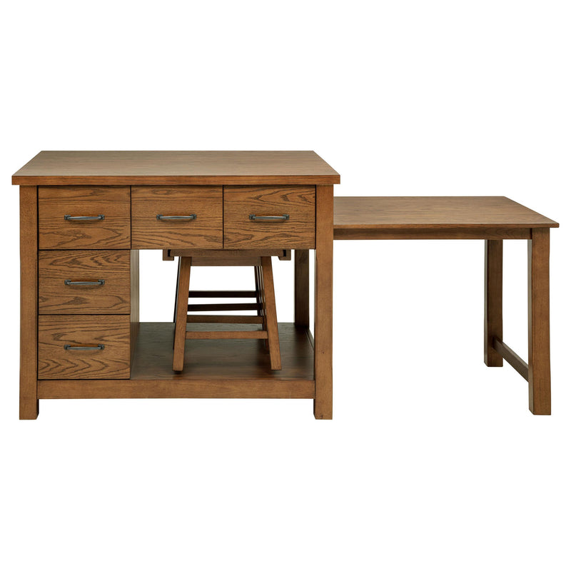 Mayfair 3-piece Kitchen Island with Extension Table Dark Oak - detail 5