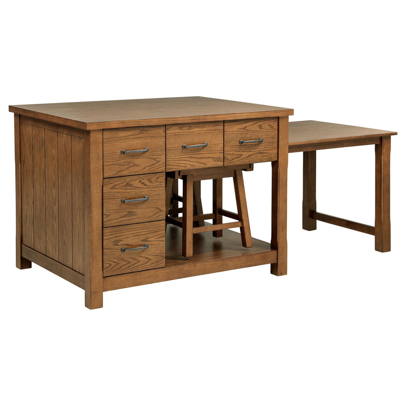 Mayfair 3-piece Kitchen Island with Extension Table Dark Oak - detail 7