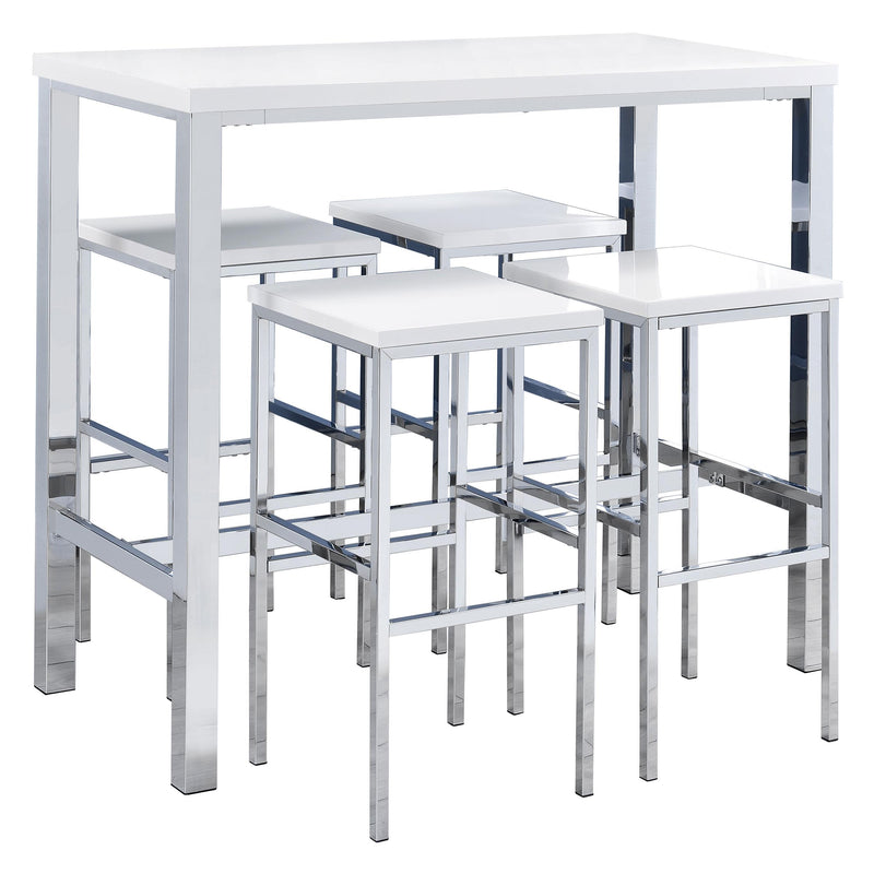 Natividad 5-piece Pub Height Bar Table Set White High Gloss - alternate view