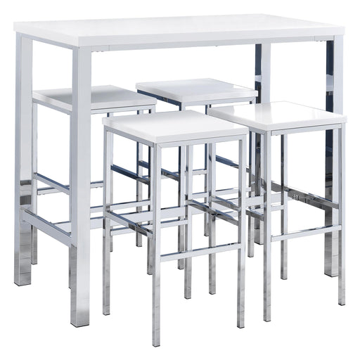 Natividad 5-piece Pub Height Bar Table Set White High Gloss - alternate view