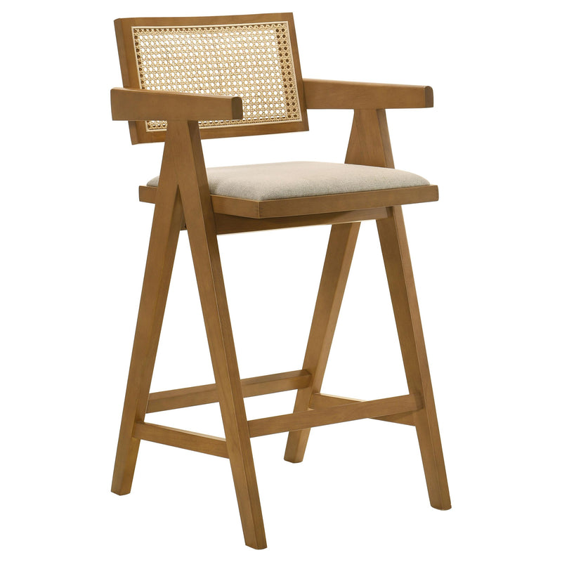 Kane Woven Rattan Wood Bar Chair Light Walnut (Set of 2) - detail 3