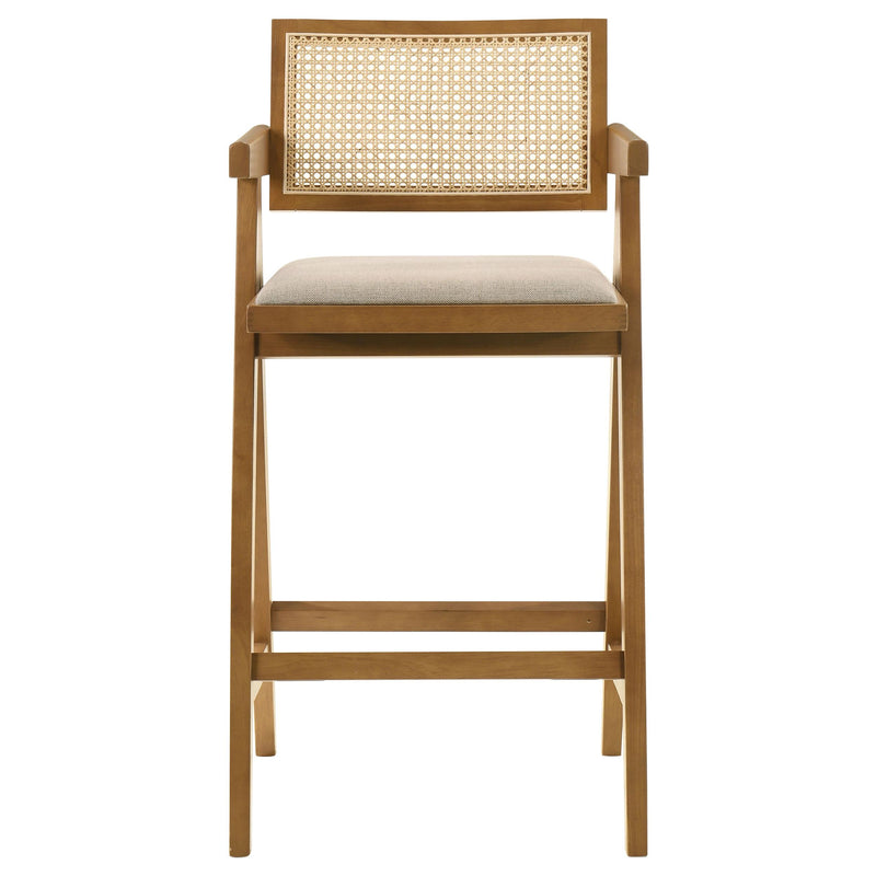 Kane Woven Rattan Wood Bar Chair Light Walnut (Set of 2) - detail 4