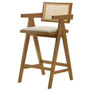 Kane Woven Rattan Wood Bar Chair Light Walnut (Set of 2) - detail 5