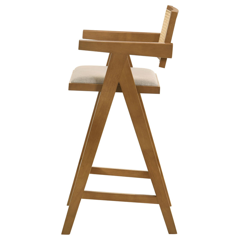 Kane Woven Rattan Wood Bar Chair Light Walnut (Set of 2) - detail 6