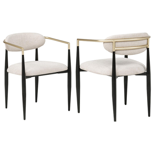 Bradbury Fabric Upholstered Dining Arm Chair Beige (Set of 2)