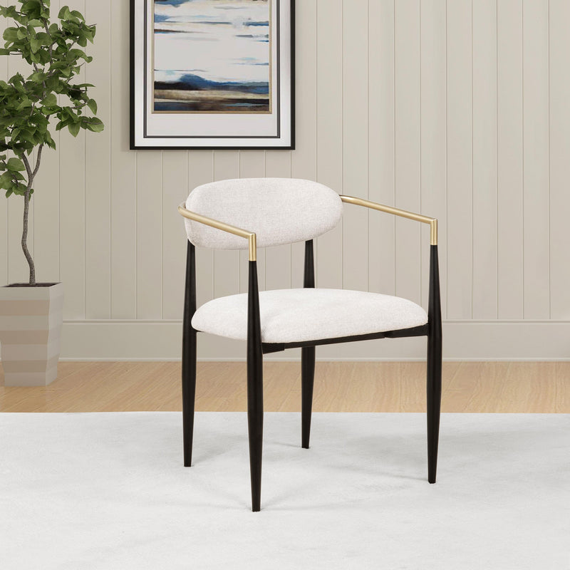 Bradbury Fabric Upholstered Dining Arm Chair Beige (Set of 2) - alternate view