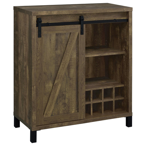 Arlington Sliding Door Home Bar Wine Cabinet Rustic Oak - alternate view