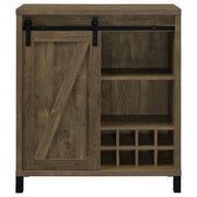 Arlington Sliding Door Home Bar Wine Cabinet Rustic Oak - detail 3