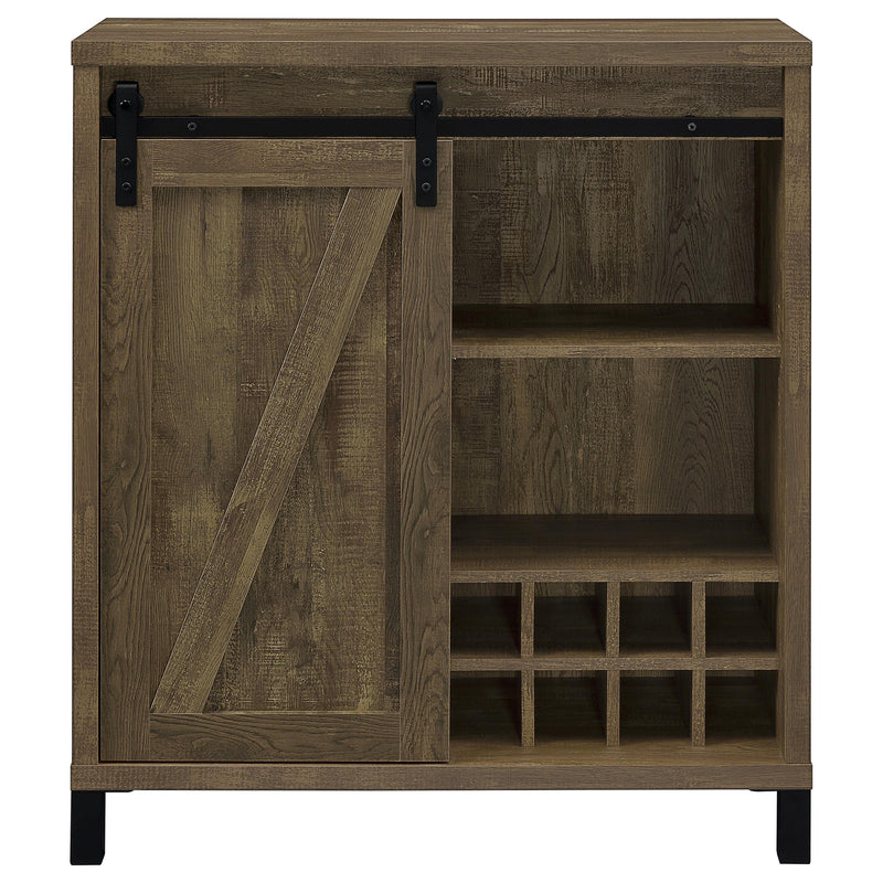 Arlington Sliding Door Home Bar Wine Cabinet Rustic Oak - detail 3