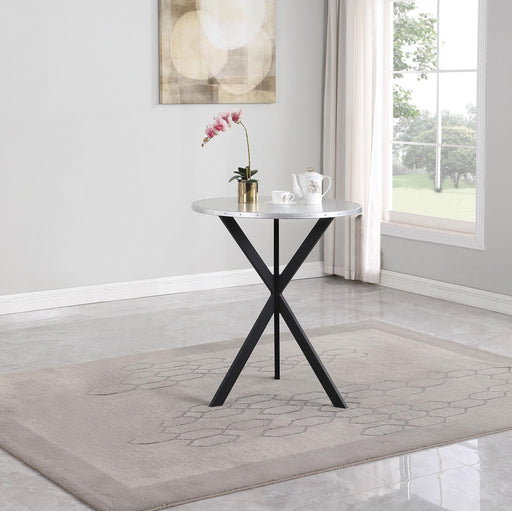 Kenzo Round 32-inch Galvanized Steel Bistro Counter Height Table Silver