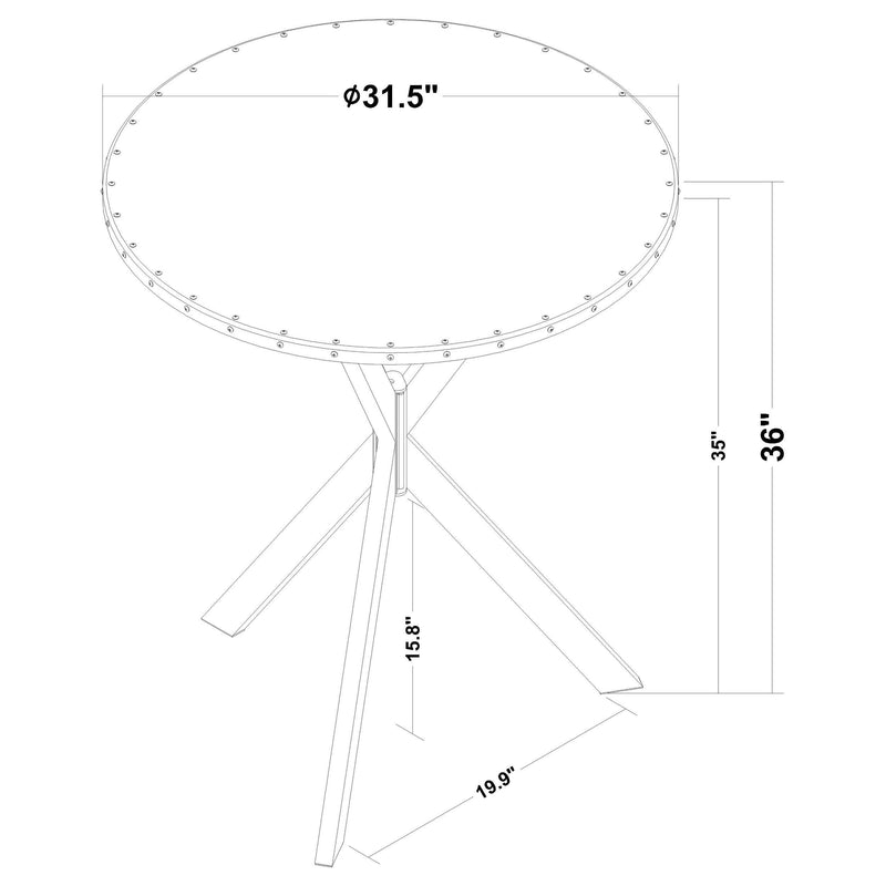 Kenzo Round 32-inch Galvanized Steel Bistro Counter Height Table Silver - detail 7