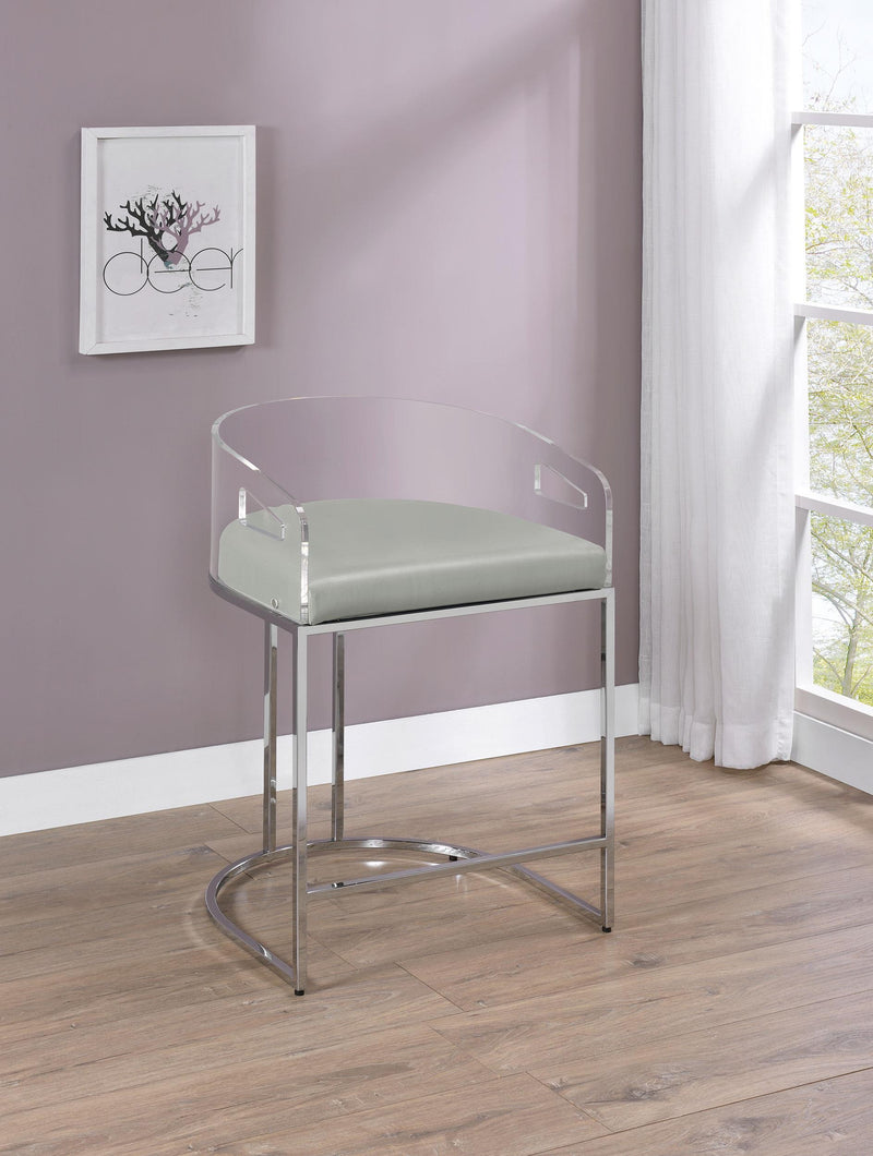 Thermosolis Clear Acrylic Counter Chair Chrome (Set of 2) - alternate view
