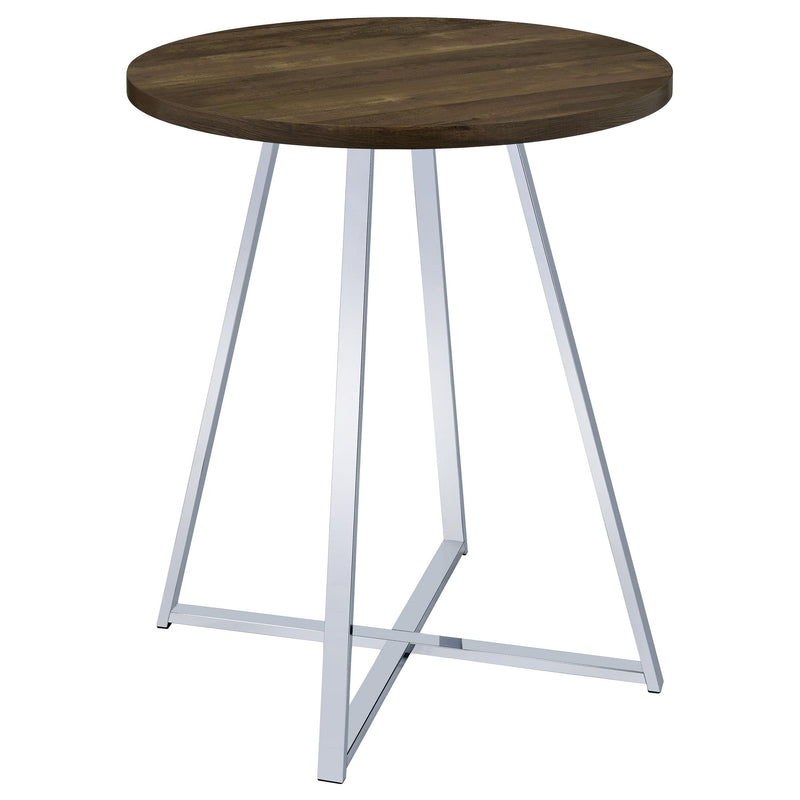 Burkhart Round 35-inch Pub Height Bistro Bar Table Brown Oak - alternate view