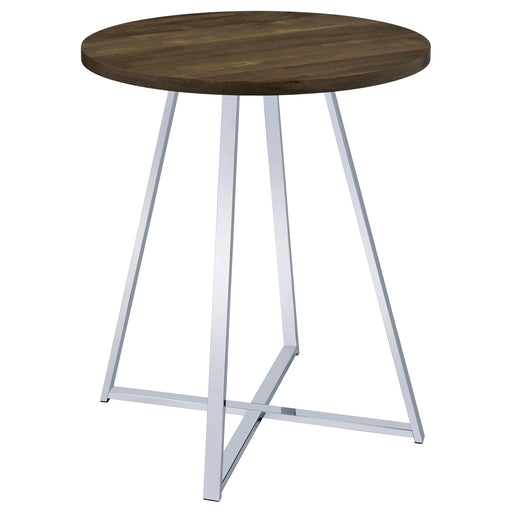 Burkhart Round 35-inch Pub Height Bistro Bar Table Brown Oak - alternate view