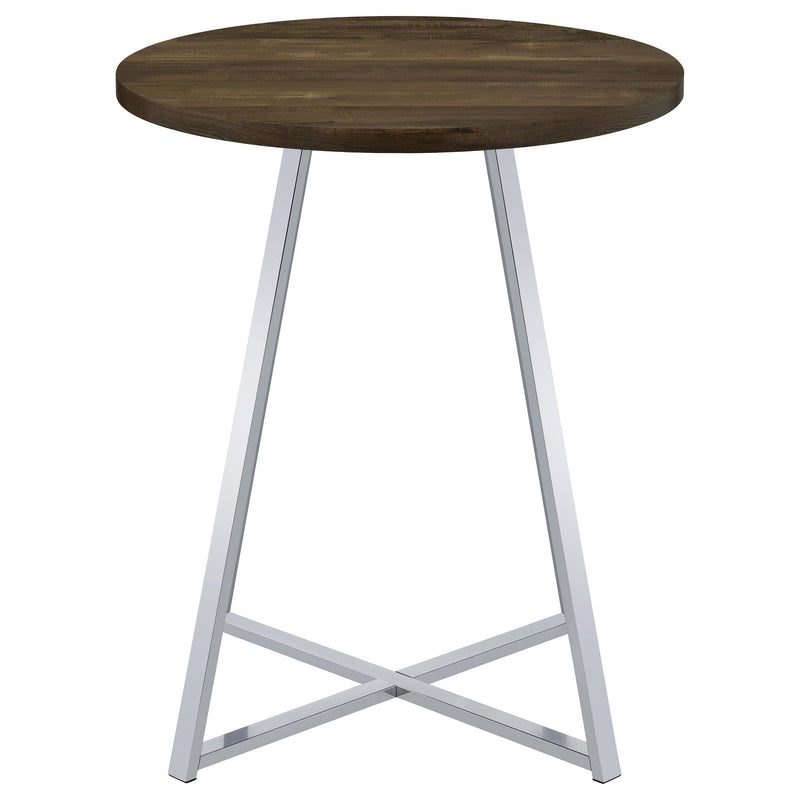 Burkhart Round 35-inch Pub Height Bistro Bar Table Brown Oak - detail 3