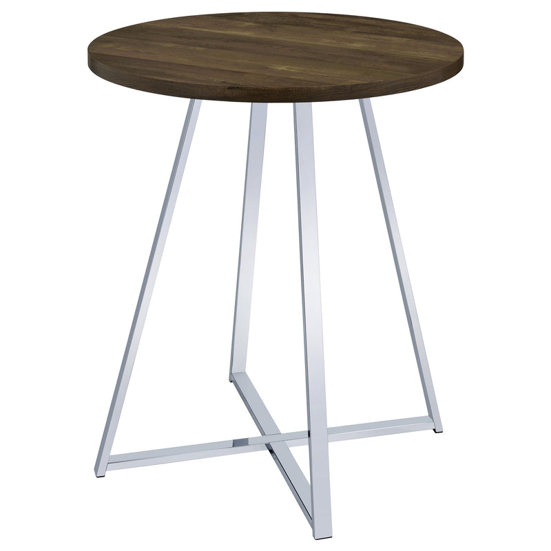 Burkhart Round 35-inch Pub Height Bistro Bar Table Brown Oak - detail 4