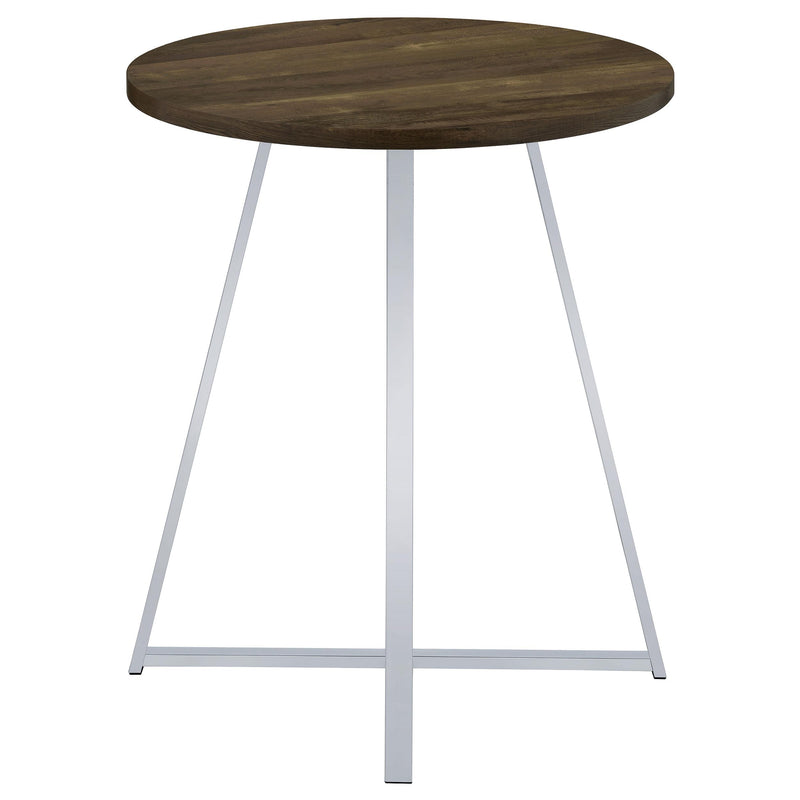 Burkhart Round 35-inch Pub Height Bistro Bar Table Brown Oak - detail 5