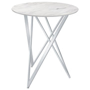 Bexter Round 35-inch Faux Marble Bistro Bar Table Chrome - alternate view
