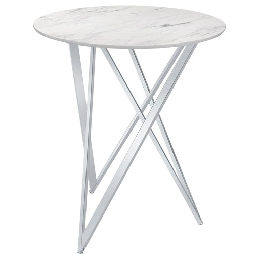 Bexter Round 35-inch Faux Marble Bistro Bar Table Chrome - alternate view