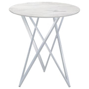 Bexter Round 35-inch Faux Marble Bistro Bar Table Chrome - detail 3