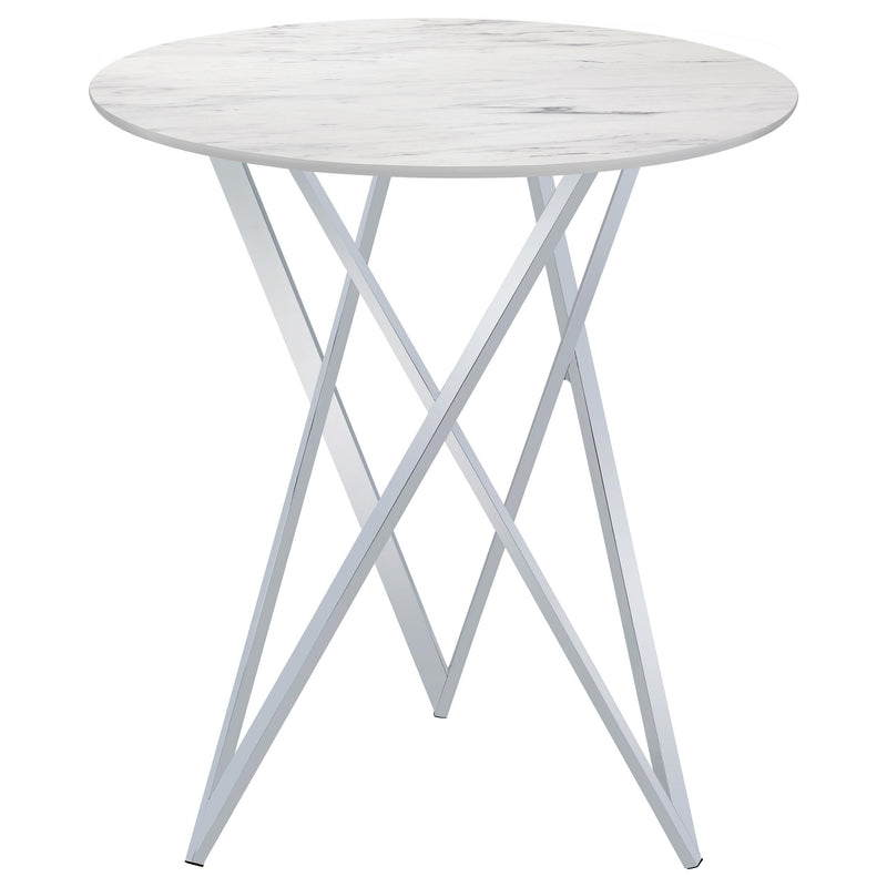 Bexter Round 35-inch Faux Marble Bistro Bar Table Chrome - detail 3