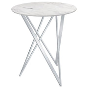 Bexter Round 35-inch Faux Marble Bistro Bar Table Chrome - detail 4