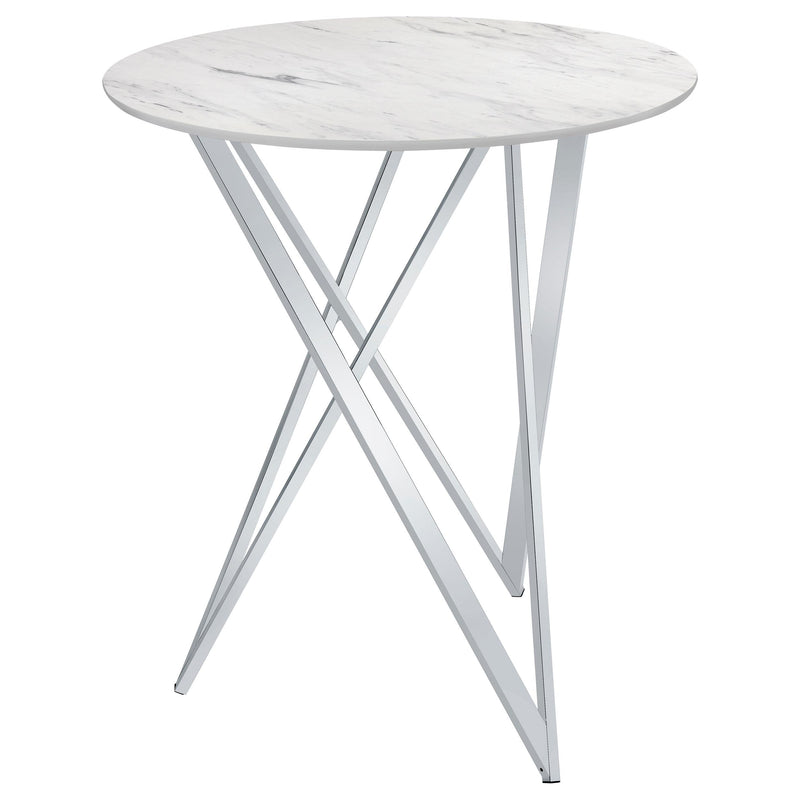 Bexter Round 35-inch Faux Marble Bistro Bar Table Chrome - detail 4
