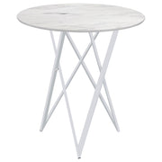 Bexter Round 35-inch Faux Marble Bistro Bar Table Chrome - detail 5