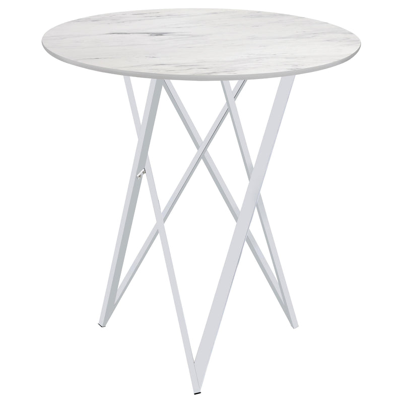 Bexter Round 35-inch Faux Marble Bistro Bar Table Chrome - detail 5