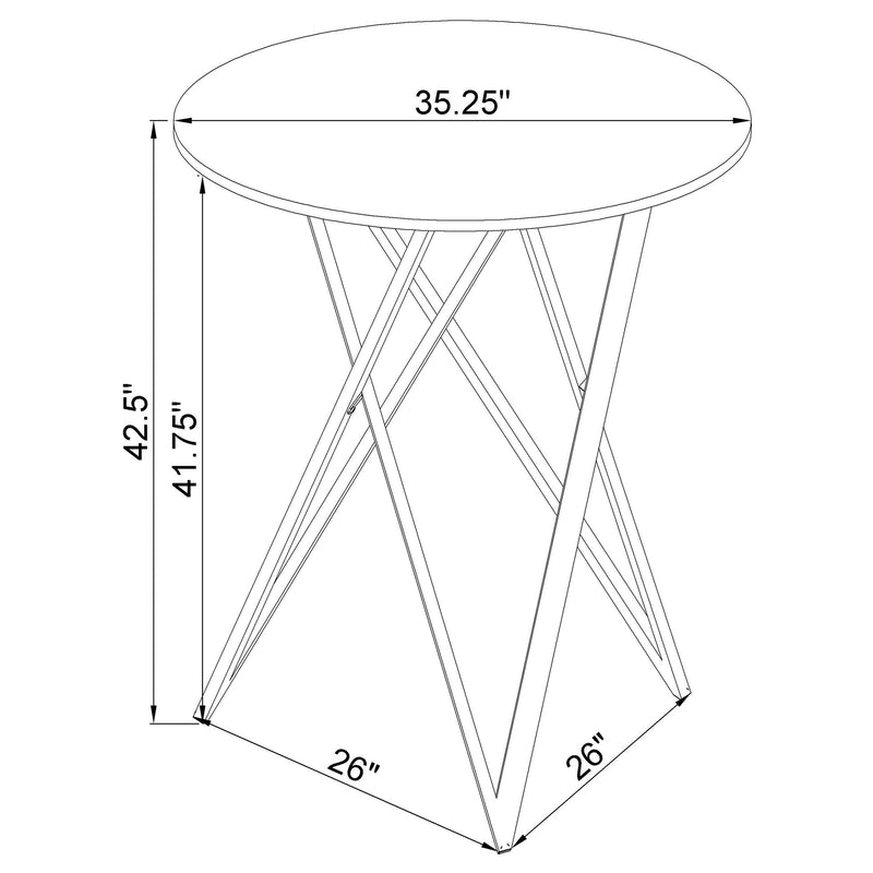 Bexter Round 35-inch Faux Marble Bistro Bar Table Chrome - detail 7