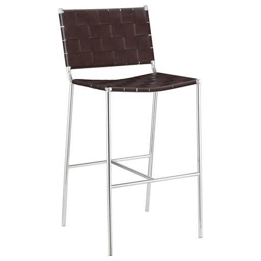 Adelaide Upholstered Pub Height Bar Stool Brown and Chrome - alternate view