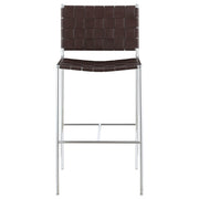 Adelaide Upholstered Pub Height Bar Stool Brown and Chrome - detail 3