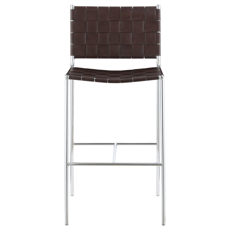 Adelaide Upholstered Pub Height Bar Stool Brown and Chrome - detail 3