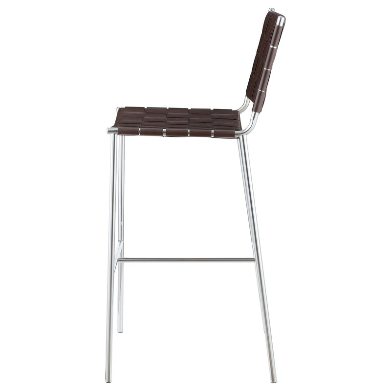 Adelaide Upholstered Pub Height Bar Stool Brown and Chrome - detail 5