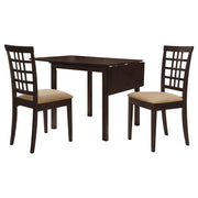 Kelso 3-piece Drop Leaf Dining Table Set Cappuccino and Tan - alternate view