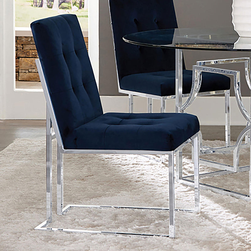 Cisco Velvet Upholstered Dining Side Chair Chrome (Set of 2) - alternate view