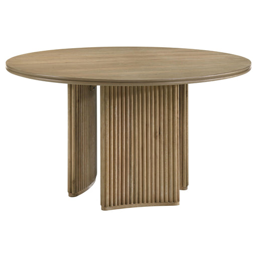 Adina 53-inch Round Wood Dining Table Distressed Light Brown - alternate view