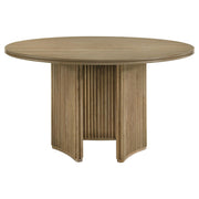 Adina 53-inch Round Wood Dining Table Distressed Light Brown - detail 3
