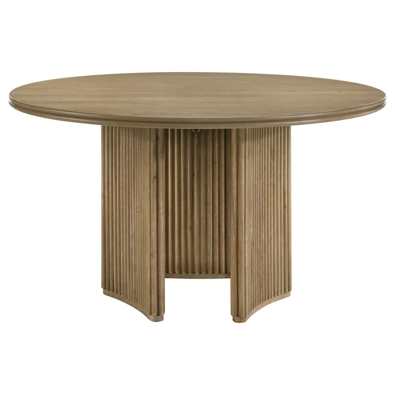 Adina 53-inch Round Wood Dining Table Distressed Light Brown - detail 3