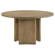 Adina 53-inch Round Wood Dining Table Distressed Light Brown - detail 4