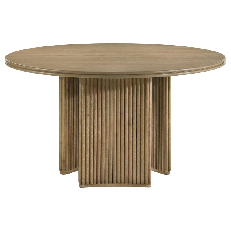 Adina 53-inch Round Wood Dining Table Distressed Light Brown - detail 4
