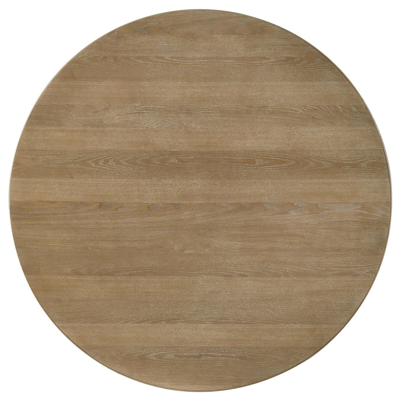 Adina 53-inch Round Wood Dining Table Distressed Light Brown - detail 5